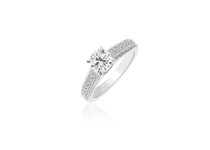 Two Row Micro Pave Engagement Ring